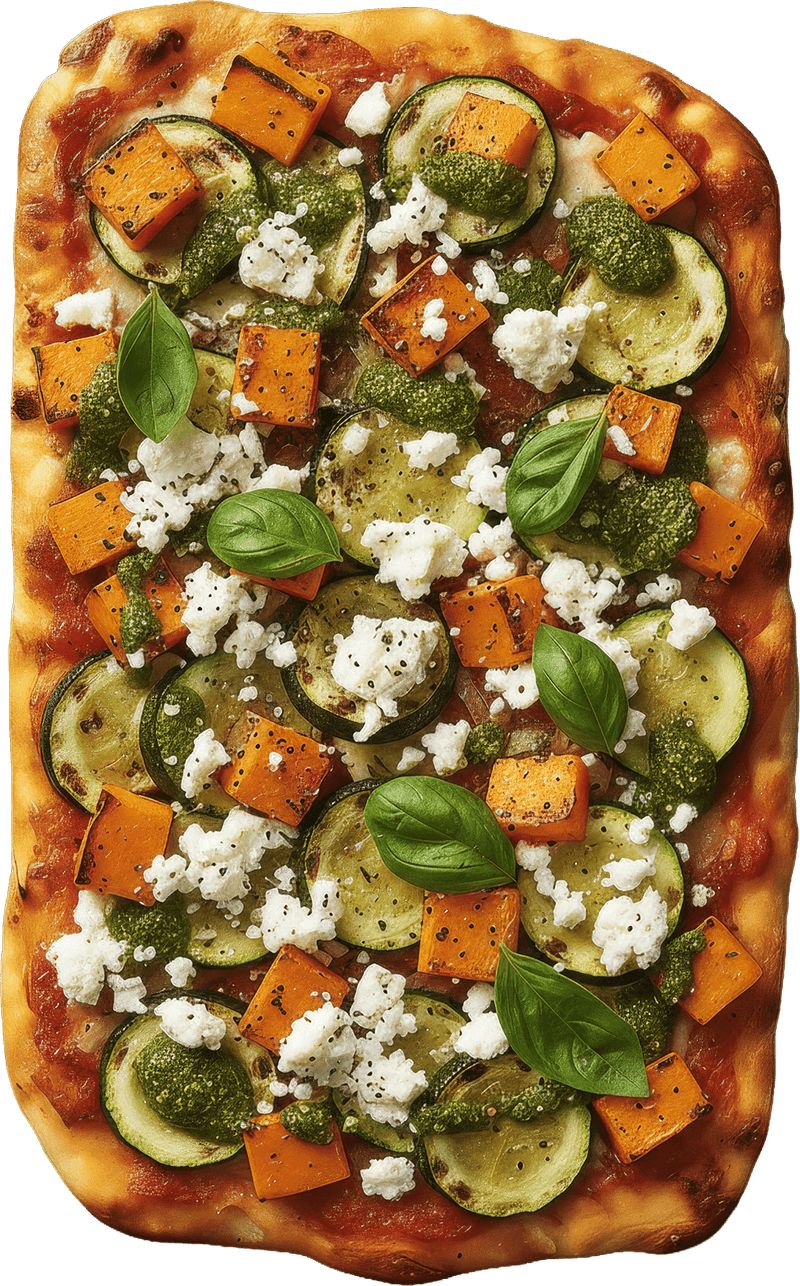 Veggie Garden Pizza using Epico Pinsa Romana pizza base.